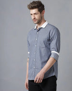 Yovish Men Striped Urban Blue Shirt