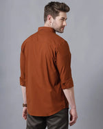 Yovish Men Solid Casual Brown Shirt