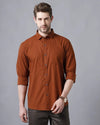 Yovish Men Solid Casual Brown Shirt