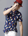 Yovish Men Printed Casual Blue Shirt