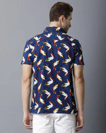 Yovish Men Printed Casual Blue Shirt