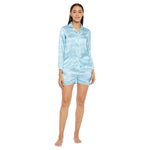 Women Sky Blue Printed Shirt and Shorts Night Suit