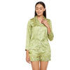 Women Lime Green Printed Shirt and Shorts Night Suit