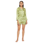 Women Lime Green Printed Shirt and Shorts Night Suit