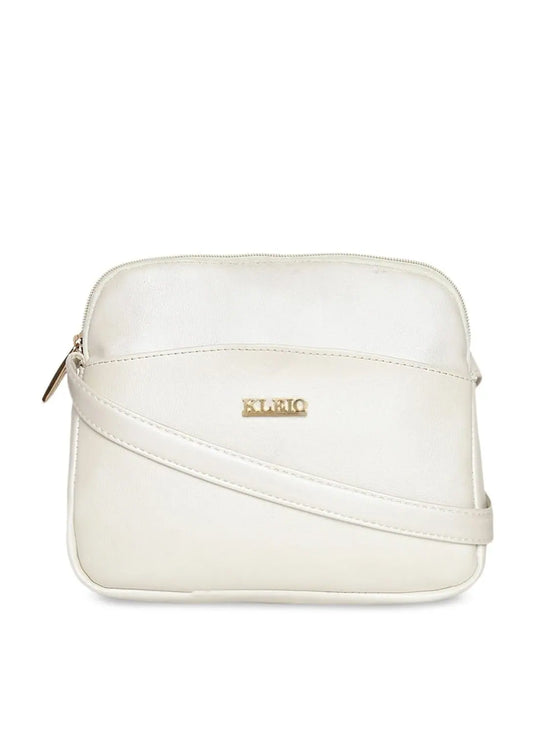 KLEIO Multipocket Light Trendy Cross Body Sling Hand Bag For Women Girls (Pearl White) (HO8014KL-PW)