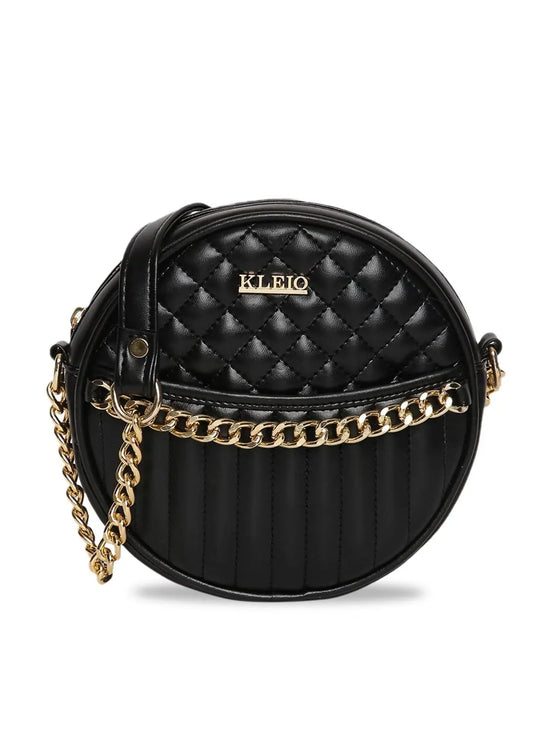 KLEIO Women's & Girl's Sling Bag (Black)