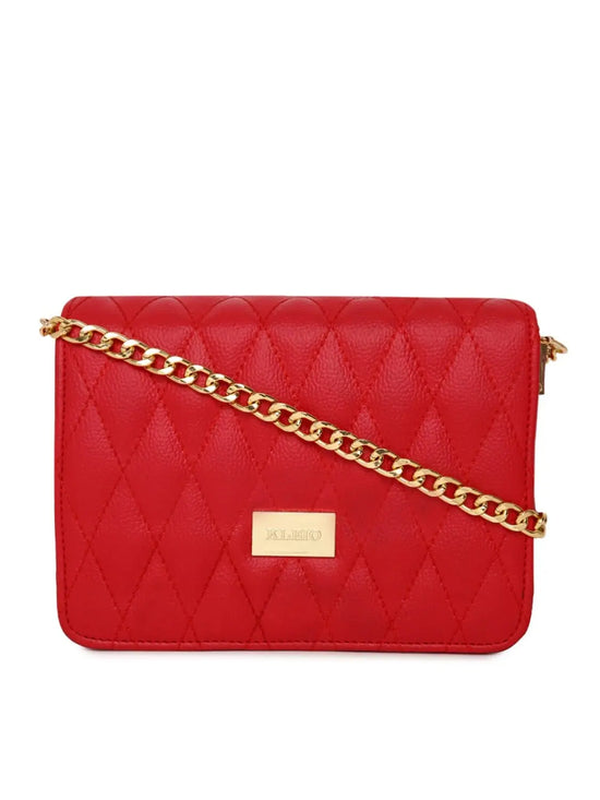 KLEIO Quilted Vibrant Cross Body Sling Hand Bag For Girls Women Ladies (Red) (HO8006KL-RE)