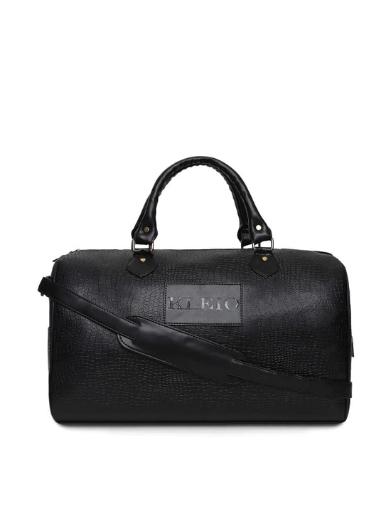 KLEIO Designer Ultra Spacious Croco Pattern PU Leather Unisex Weekend Overnight Travel Cabin Duffel Hand Bag For Men Women Girls