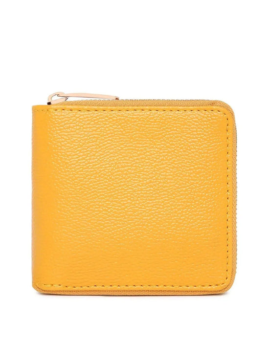 KLEIO Womens Girls PU Leather Multipurpose Zip Wallet Card Holder Purse Clutch (HO5003KL-CHMU)(Mustard)