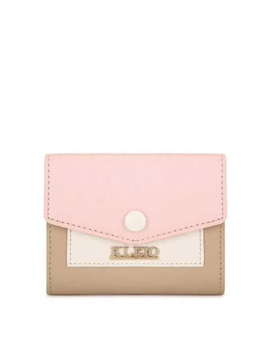 KLEIO Mini Trifold Wallet With Multi Pockets (HO5011KL-PIBE) (PINK BEIGE)