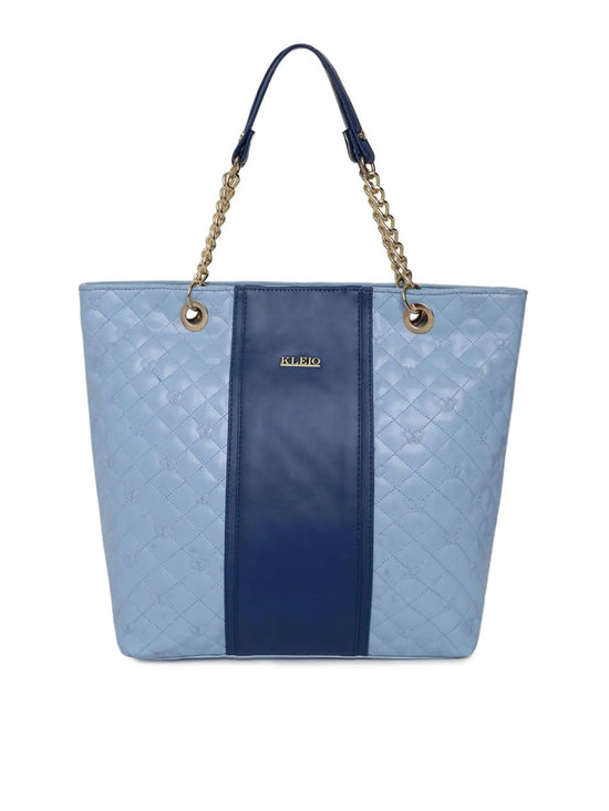 Kleio Women'S Quited Zip Tote Handbag (Turquoise/Royal Blue)