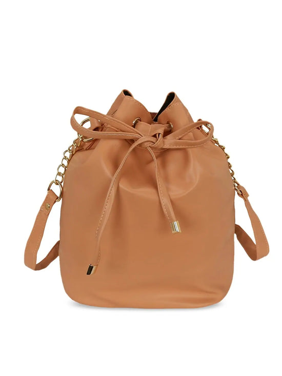 KLEIO Stylish Solid Color Bucket Sling Bag for Women / Girls-EDK1036KL-PE