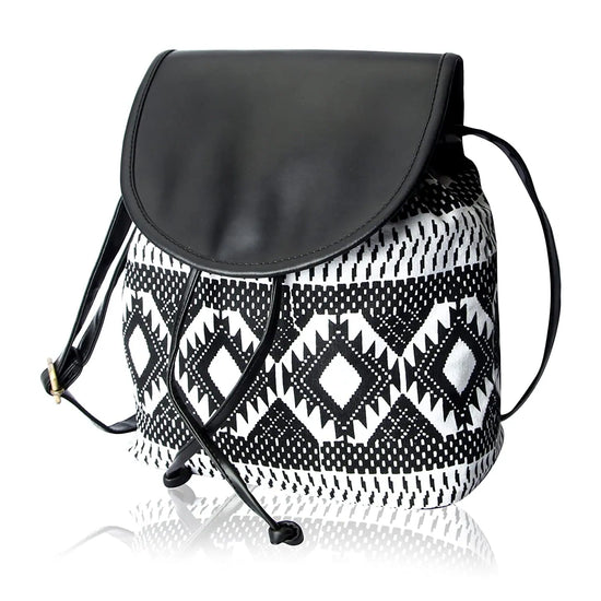 KLEIO Monochrome canvas casual Sling Bag (Black)