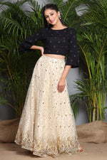 Juniper Ivory Net Embellished Flared Lehenga Choli