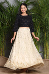 Juniper Ivory Net Embellished Flared Lehenga Choli