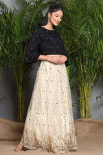 Juniper Ivory Net Embellished Flared Lehenga Choli