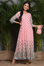 Juniper Pink Georgette Printed Flared Dress