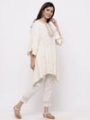 Juniper Offwhite Rayon Flex Embroidered Asymmetric Tunic