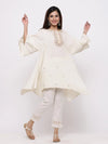 Juniper Offwhite Rayon Flex Embroidered Asymmetric Tunic