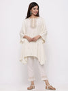 Juniper Offwhite Rayon Flex Embroidered Asymmetric Tunic