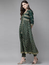 Juniper Jade Green Rayon Slub Printed Jacket Style Kurta With Pants