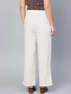 Juniper Off-white Grey Cotton Solid Cigarette Pants