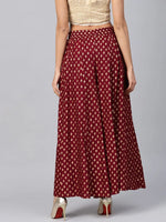 Juniper Maroon Rayon Printed Flared Palazzo