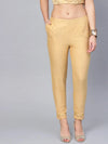 Juniper Gold Cotton Solid Cigarette Pants