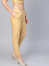 Juniper Gold Cotton Solid Cigarette Pants