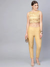 Juniper Gold Cotton Solid Cigarette Pants