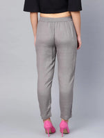 Juniper Grey Rayon Solid Cigarette Pants