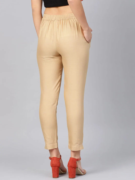 Juniper Gold Cotton Solid Straight Pants