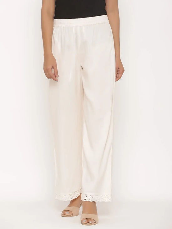 Juniper Ivory Rayon Solid Straight Pants