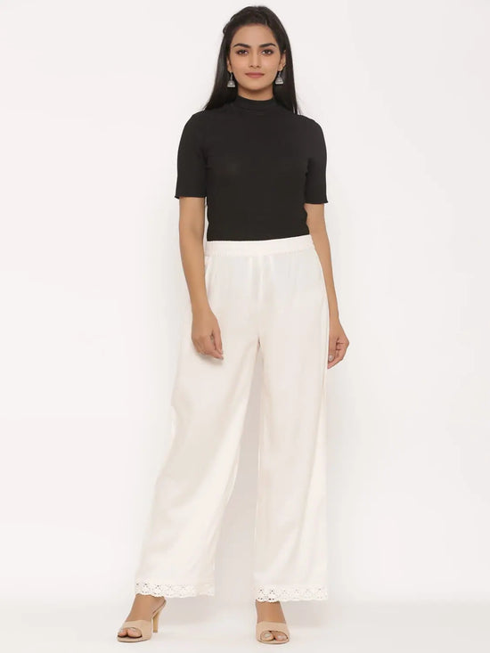 Juniper Ivory Rayon Solid Straight Pants