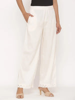 Juniper Ivory Rayon Solid Straight Pants