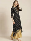 Juniper Black Rayon Dobby A-Line Kurta