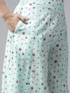 Juniper Aqua Cambric Floral Print Straight Kurta Palazzo Set