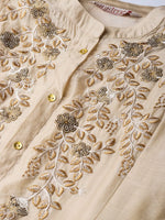 Juniper Beige Chanderi Embroidered 2 Piece Kurta