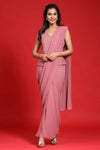 Juniper Rosegold Georgette Embellished Saree Style Dress