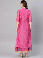 Juniper Fuschia Chanderi Embroidered 2 Piece Kurta Dress