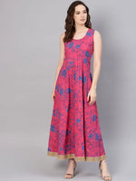 Juniper Fuschia Chanderi Embroidered 2 Piece Kurta Dress