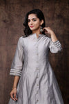 Juniper Grey Chanderi Embellished Jacket Style 2 Piece Kurta