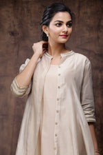 Juniper Beige Chanderi Embellished Jacket Style 2 Piece Kurta