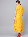 Juniper Mustard Chanderi Embroidered 2 Piece Kurta Dress