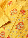 Juniper Mustard Chanderi Embroidered 2 Piece Kurta Dress