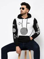 Men Black White Printed Full Sleeve Sweatshirt