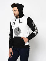 Men Black White Printed Full Sleeve Sweatshirt