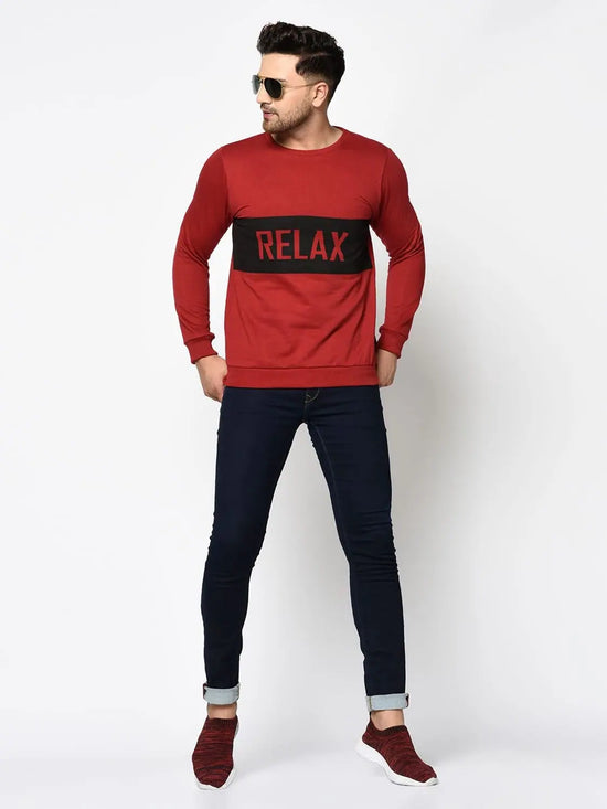 Men Maroon Full Sleeve Sweatshirt