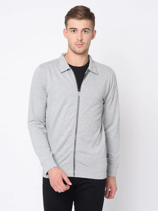 Men Grey Full Sleeve Jacket