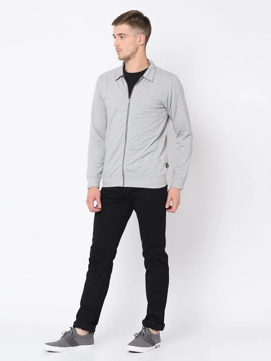 Men Grey Full Sleeve Jacket